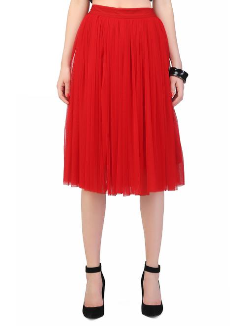 red net flared skirts - 13775983 - Very Small Image - 1
