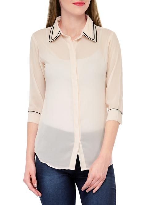 light pink georgette sheer shirt - 13776608 - Very Small Image - 1