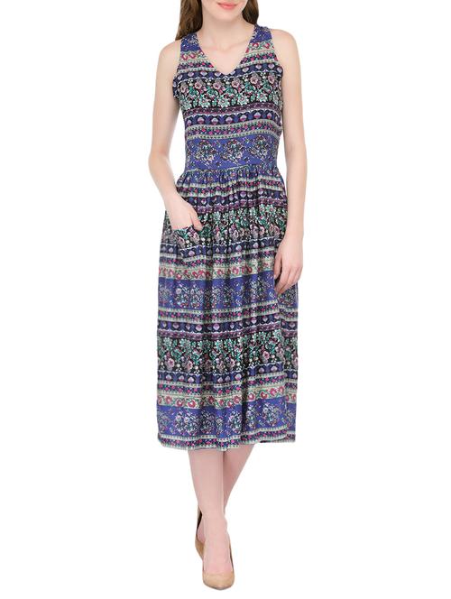 multi colored rayon fit & flare dress - 13776721 - Very Small Image - 1