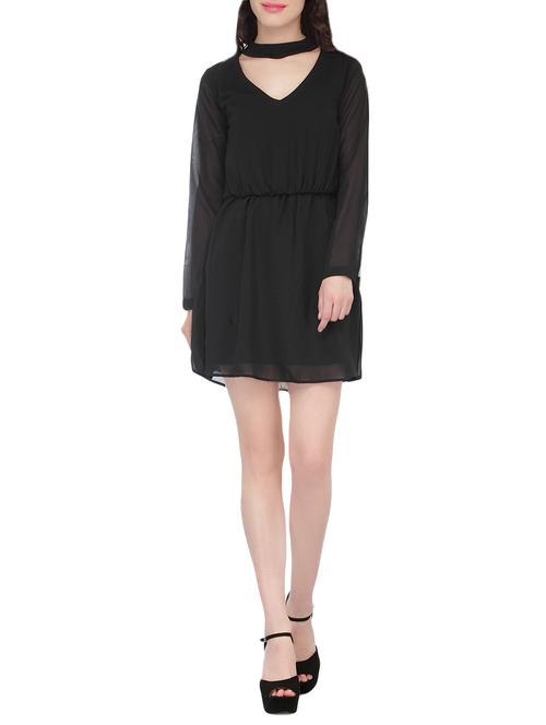 black georgette blouson dress - 13776724 - Very Small Image - 1