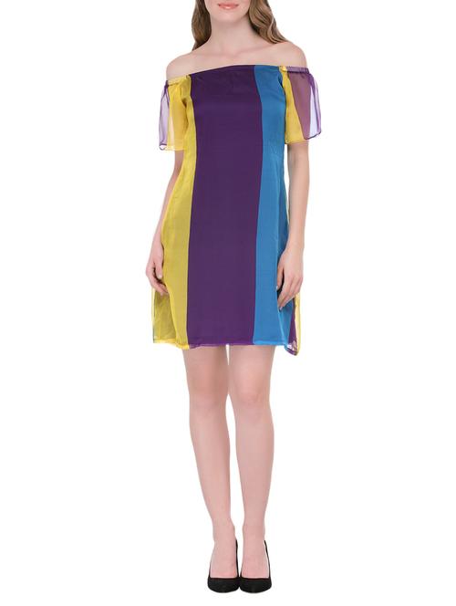 multi colored georgette sheath dress - 13776737 - Very Small Image - 1