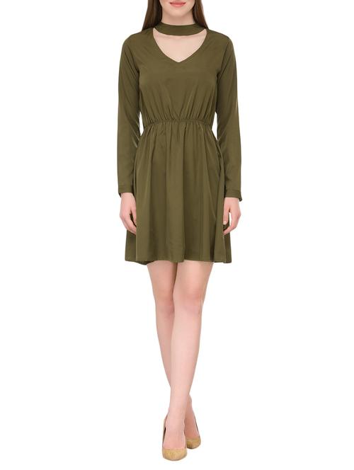 olive crepe blouson dress - 13776738 - Very Small Image - 1
