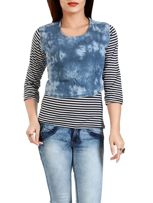 blue denim layered top - 13776894 - Very Small Image - 1