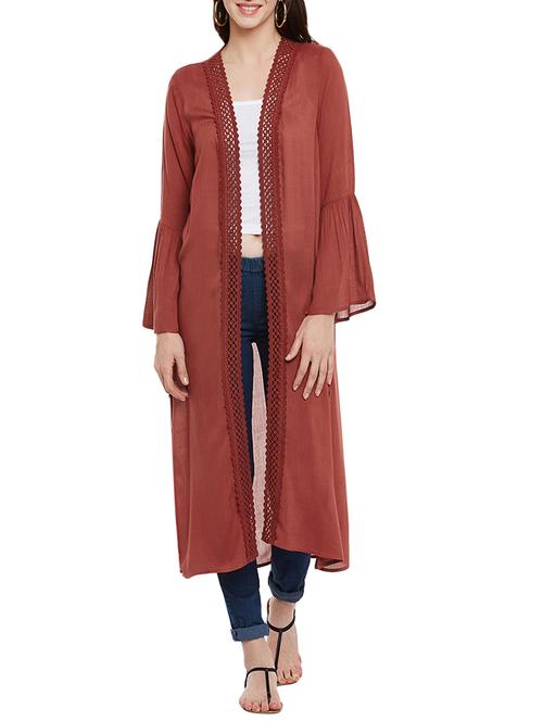 brown rayon long shrug - 13777156 - Very Small Image - 1