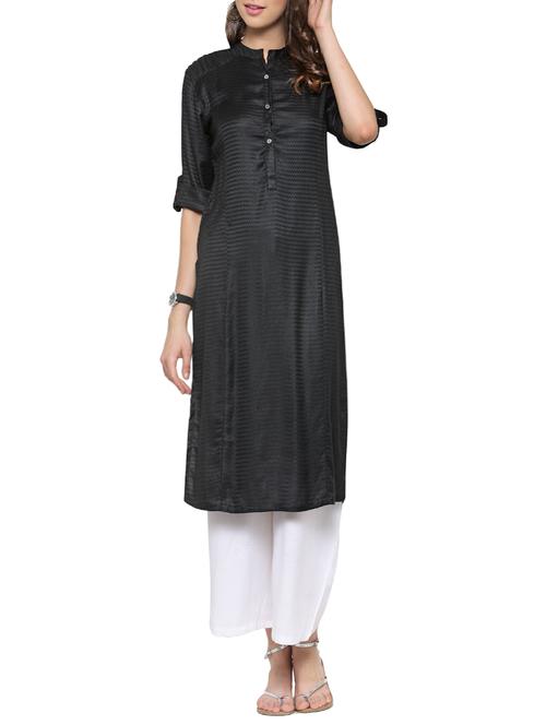 black cotton printed kurta palazzo set - 13778153 - Very Small Image - 1