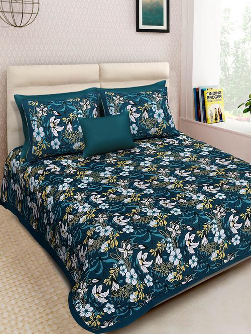 chokor cotton floral print double bed sheet with 2 pillow covers - 13780762 - Very Small Image - 1
