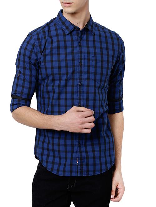 blue cotton casual shirt - 13786431 - Very Small Image - 1