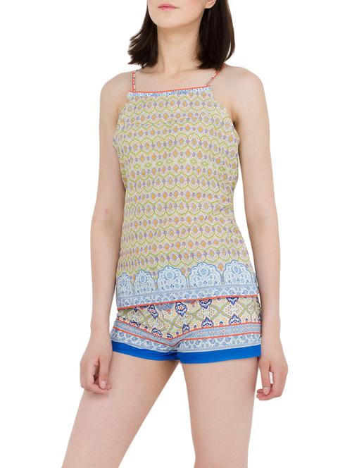 printed cami top with shorts set - 13787221 - Very Small Image - 1