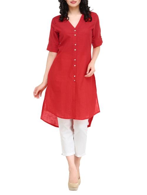 solid high-low kurta - 13787346 - Very Small Image - 1