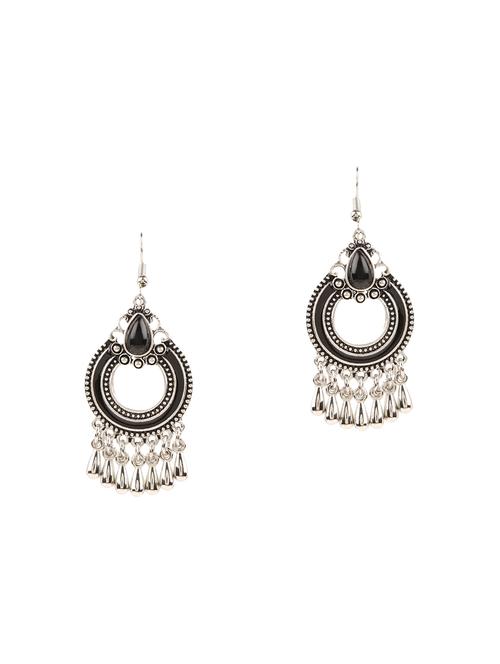 silver metal chandballi earrings - 13789414 - Very Small Image - 1