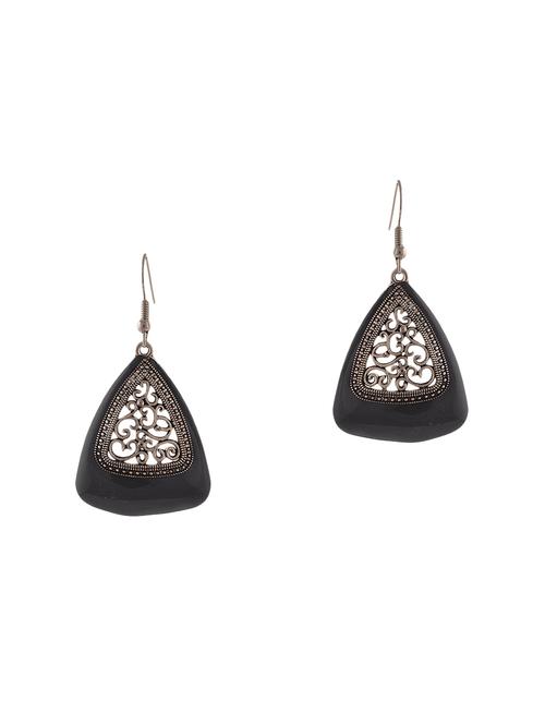black metal drop earrings - 13789431 - Very Small Image - 1