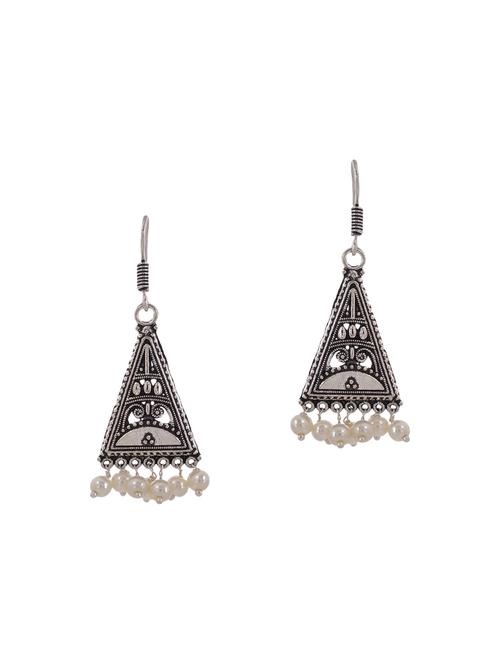 white metal drop earrings - 13789475 - Very Small Image - 1