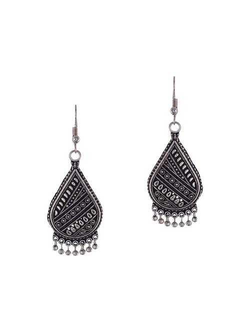 silver oxidized drop earrings - 13789478 - Very Small Image - 1