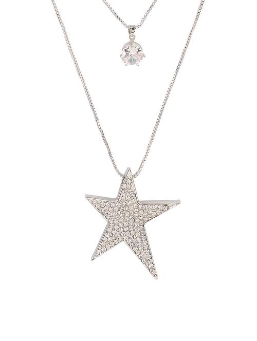 silver metal long necklace - 13789516 - Very Small Image - 1