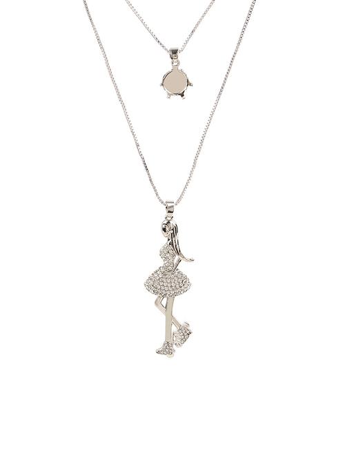 silver metal long necklace - 13789524 - Very Small Image - 1