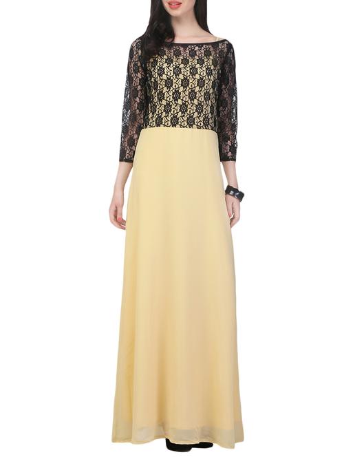 light yellow georgette maxi dress - 13790235 - Very Small Image - 1