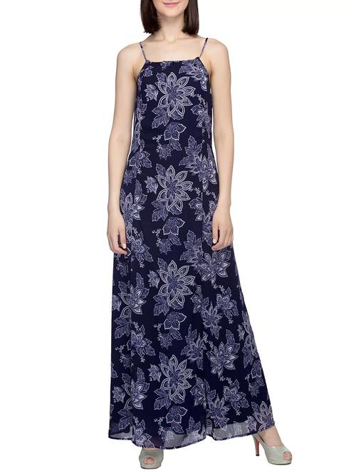 navy blue floral printed maxi dress - 13805536 - Very Small Image - 1