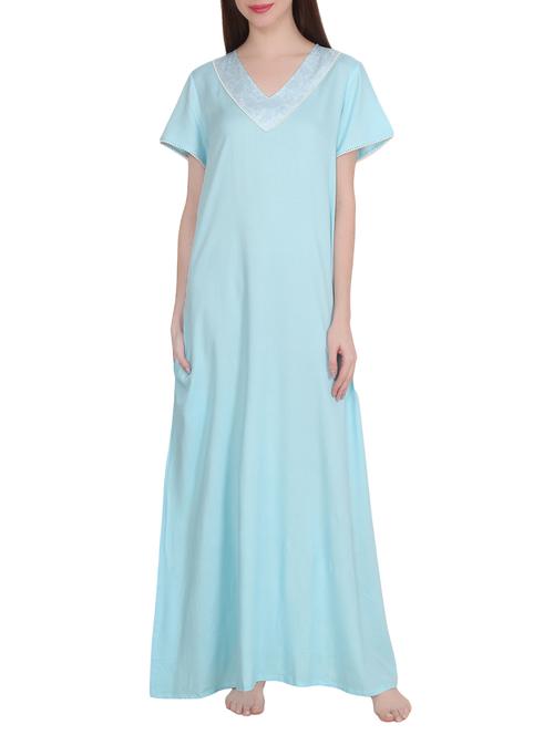 light blue viscose nighty - 13808389 - Very Small Image - 1