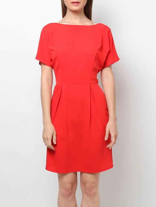 red poly crepe dress - 13809108 - Very Small Image - 1