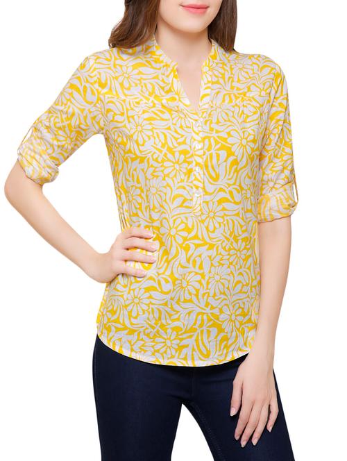 yellow printed cotton top - 13809327 - Very Small Image - 1