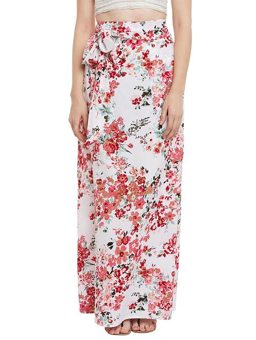 white rayon printed wrap skirt - 13809913 - Very Small Image - 1