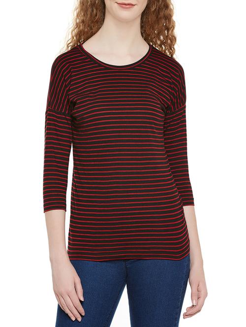 drop shoulder striped tee - 13810190 - Very Small Image - 1