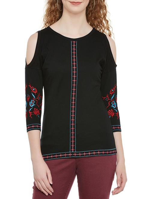 cold shoulder embroidered top - 13810200 - Very Small Image - 1