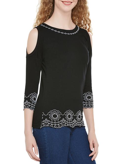 cold shoulder embroidered top - 13810201 - Very Small Image - 1