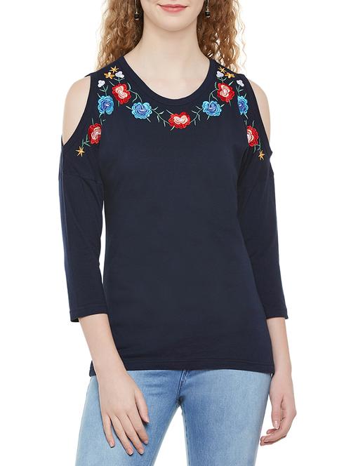 cold shoulder embroidered top - 13810207 - Very Small Image - 1