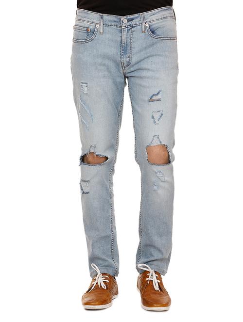 blue denim distressed jeans - 13810289 - Very Small Image - 1