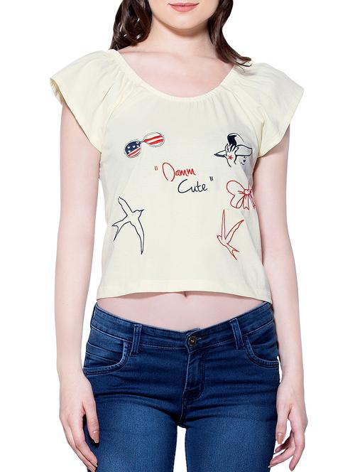 beige cotton crop top - 13810573 - Very Small Image - 1