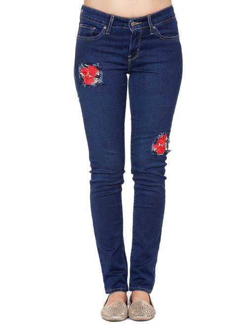 blue embroidered denim jean - 13811797 - Very Small Image - 1
