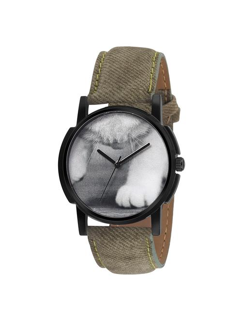 eraa men's greenish color strap analog wrist watch with off white dial - 13813559 - Very Small Image - 1