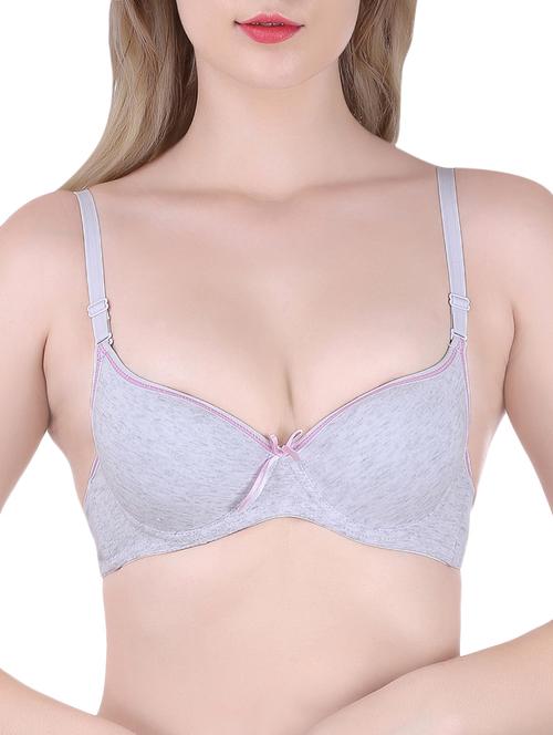 grey cotton push up bra - 13816018 - Very Small Image - 1