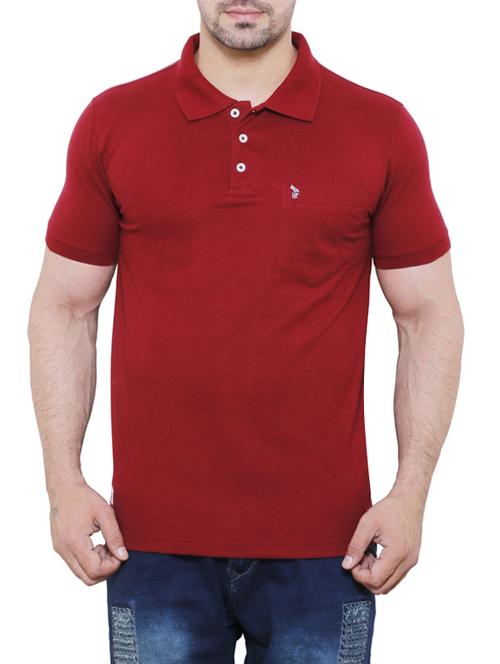 red cotton collared t-shirt - 13816697 - Very Small Image - 1