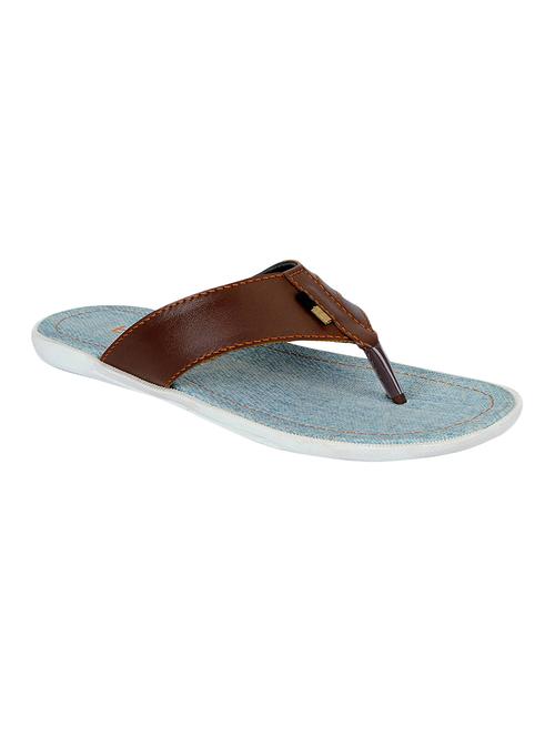 tan leatherette toe separator slippers - 13818182 - Very Small Image - 1