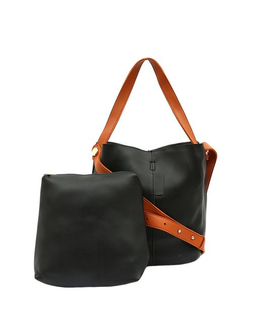black leatherette regular sling bag - 13818350 - Very Small Image - 1