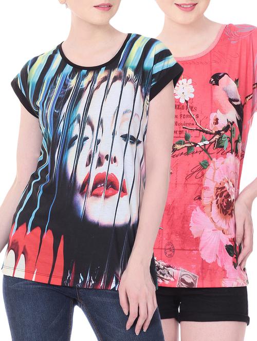 set of 2 multi colored cotton tees - 13818555 - Very Small Image - 1