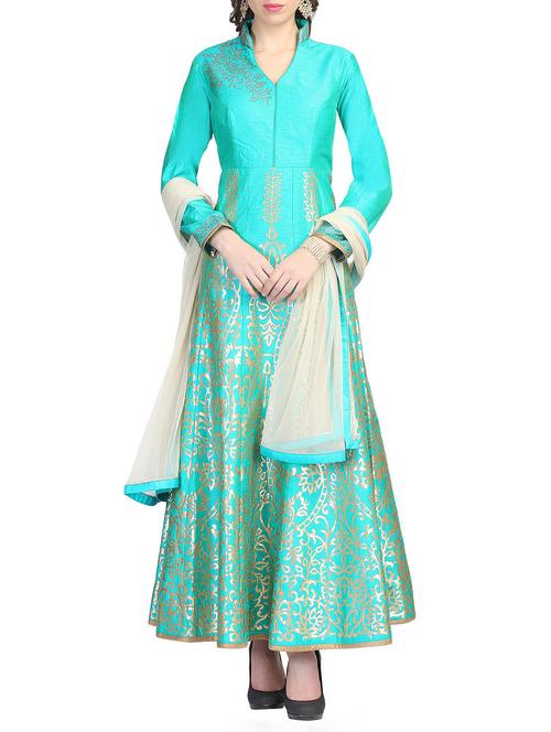 surya ethnic foil print gown & dupatta set - 13822212 - Very Small Image - 1