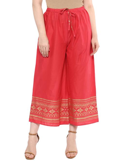 red printed cotton palazzos - 13828205 - Very Small Image - 1