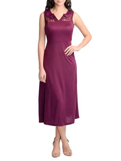purple fit and flare dress - 13833788 - Very Small Image - 1