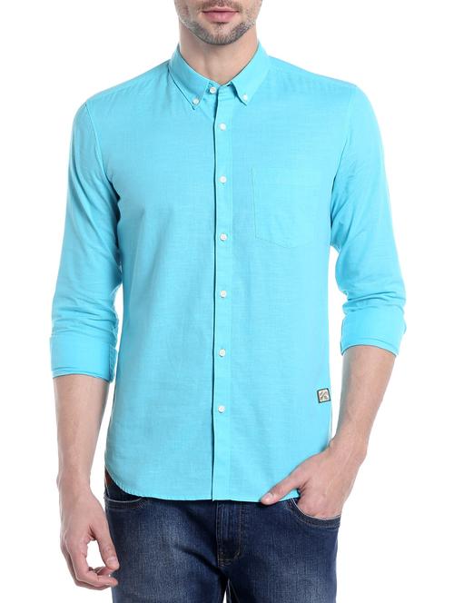 blue cotton casual shirt - 13834807 - Very Small Image - 1