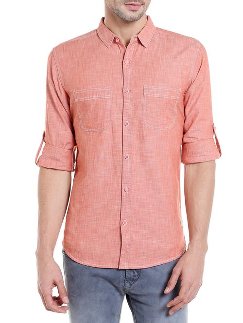 orange cotton casual shirt - 13834863 - Very Small Image - 1