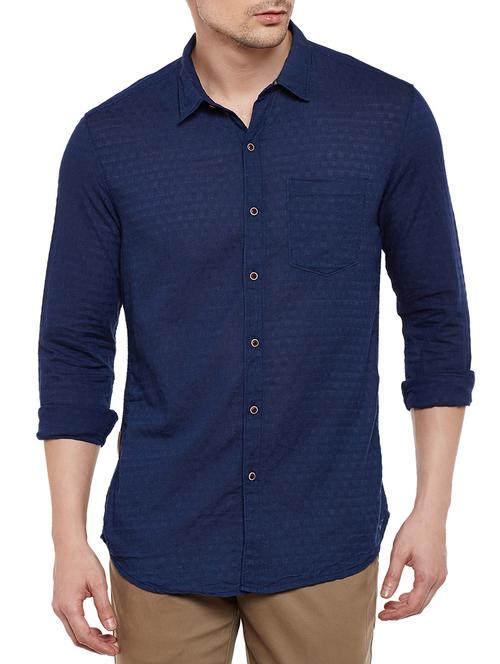blue cotton casual shirt - 13834901 - Very Small Image - 1