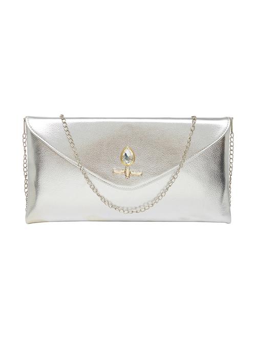 silver leather envelope clutch - 13835126 - Very Small Image - 1