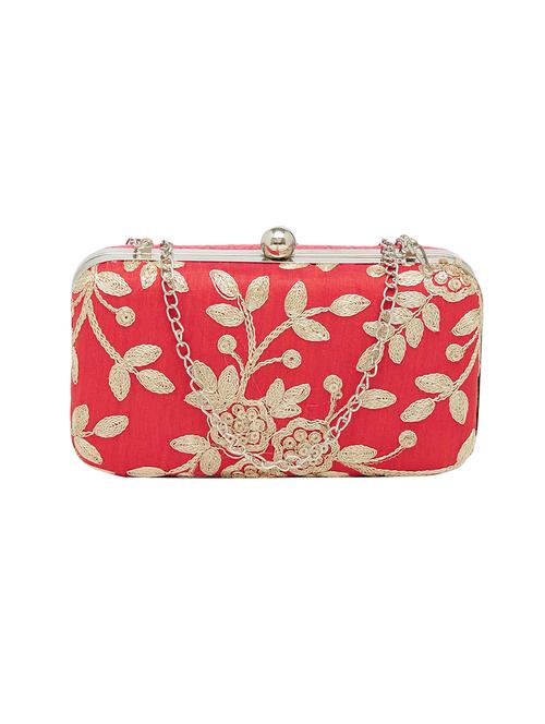 red silk structured clutch - 13835132 - Very Small Image - 1