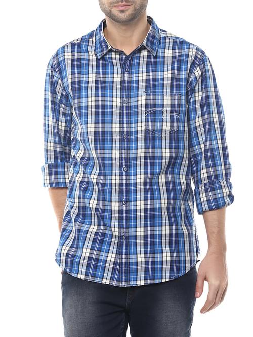blue cotton casual shirt - 13835722 - Very Small Image - 1