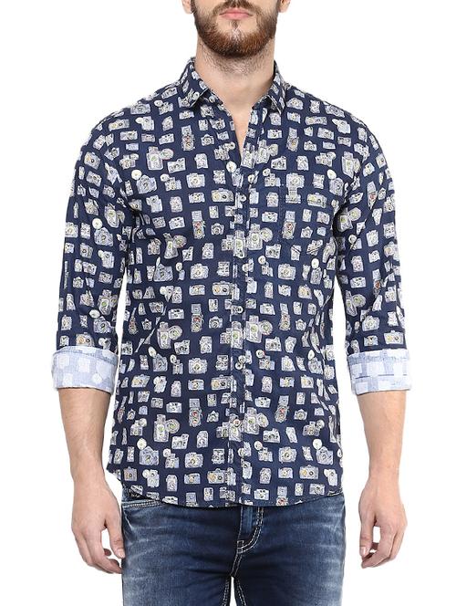 blue cotton casual shirt - 13835755 - Very Small Image - 1