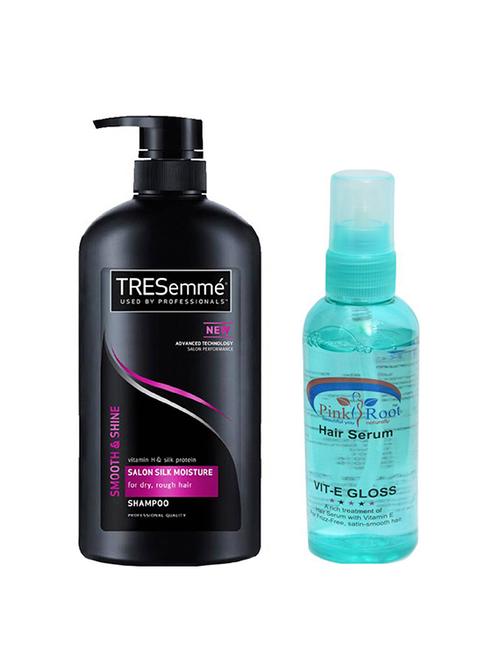 tresemme smooth & shine shampoo 580ml with pink root hair serum 100ml - 13837653 - Very Small Image - 1
