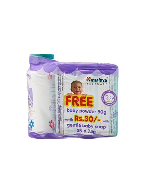 himalaya gentle baby soap (75*3+baby powder 50gm free) - 13837788 - Very Small Image - 1